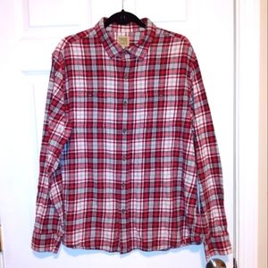 True Craft Flannel Red & Gray Plaid button down shirt XL